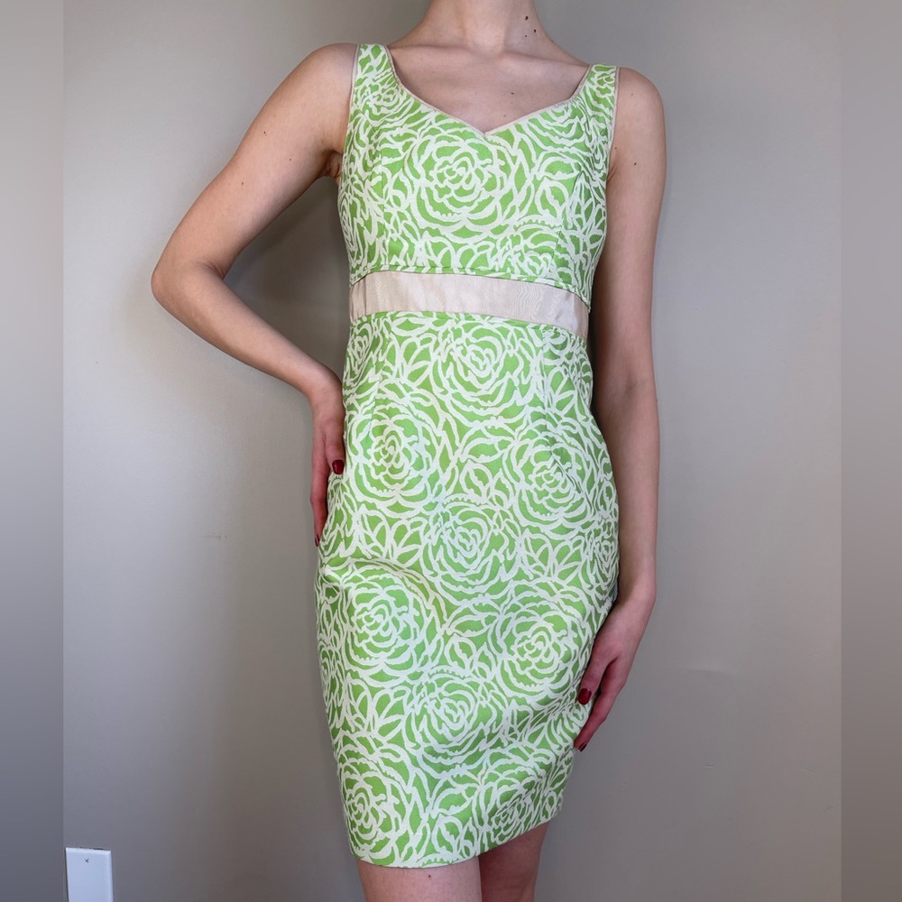 Maggy London  Lime & Cream Vintage inspired  Sleeveless Occasion Dress  Size 2